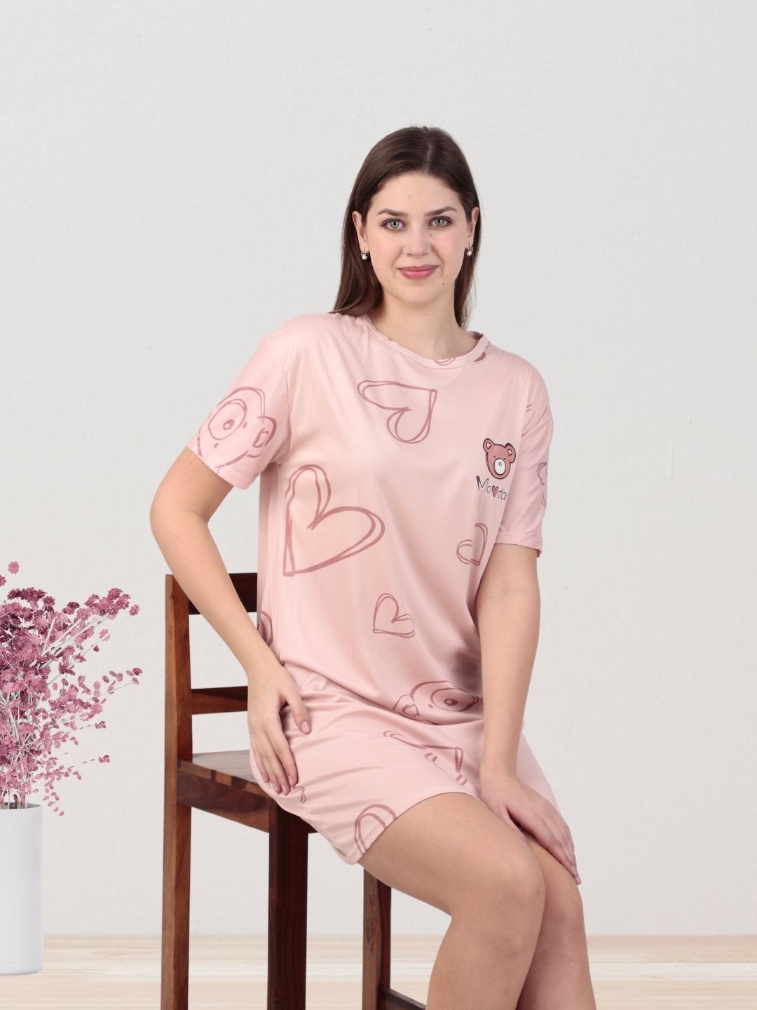 Pink Heart Lounge Tshirt Dress