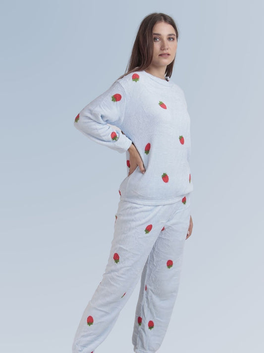 Berry Cute: Baby Blue Nightsuit Set