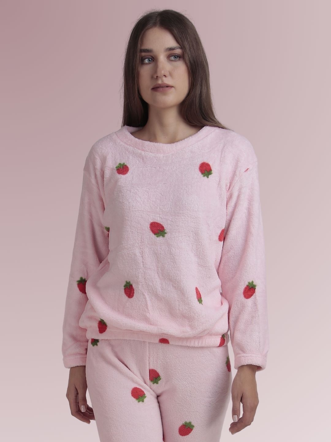 Berry Cute: Baby Pink Nightsuit Set
