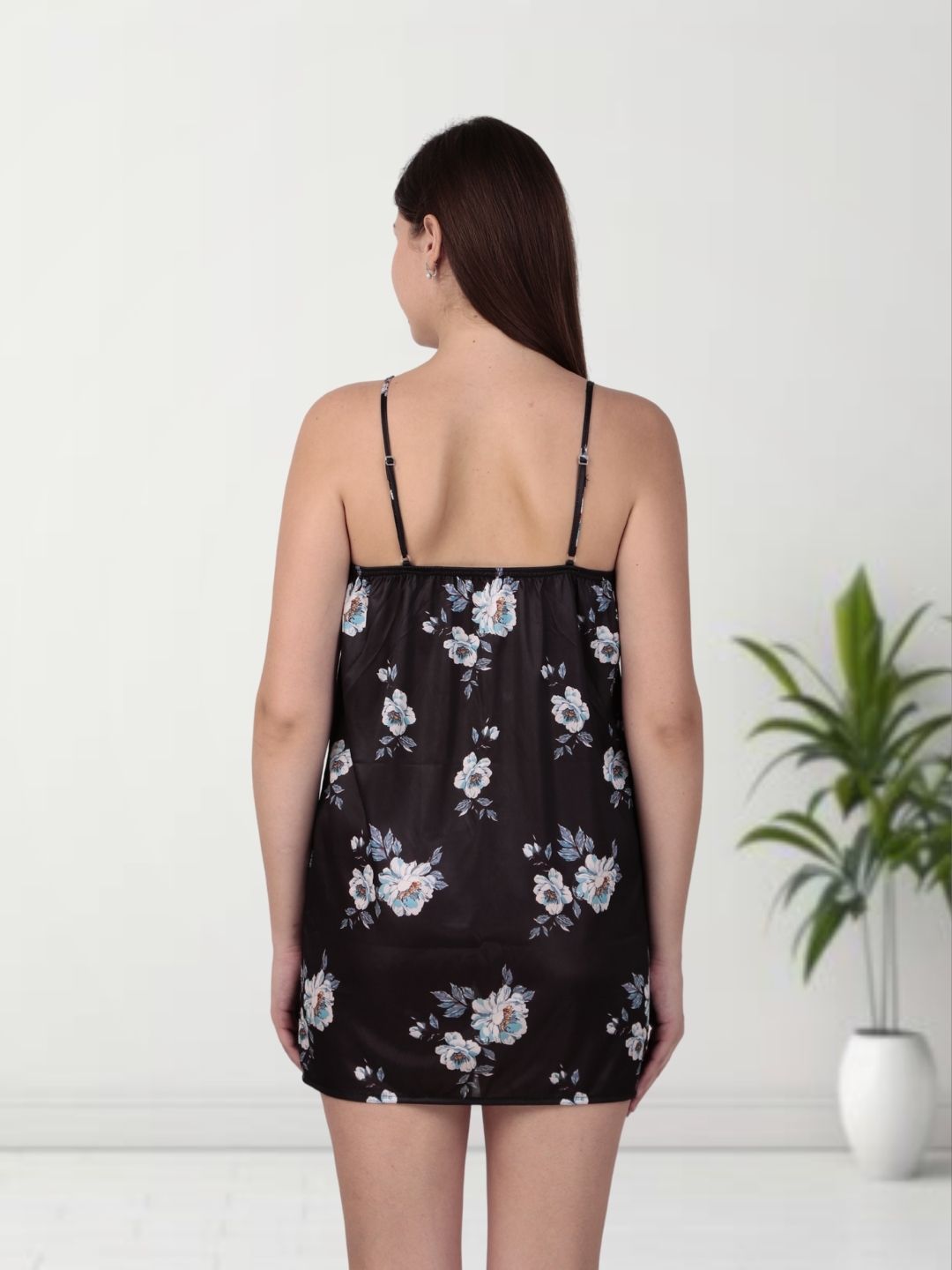 Black Floral Nighty Set