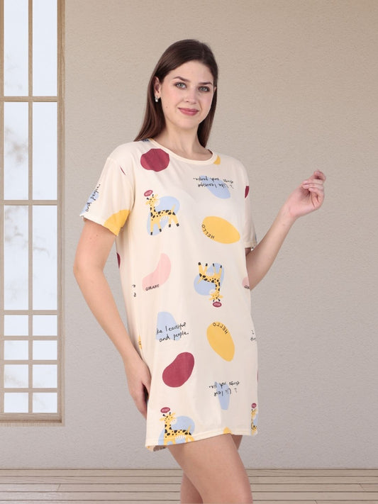 Safari Giraffe Chic Night Tshirt Dress