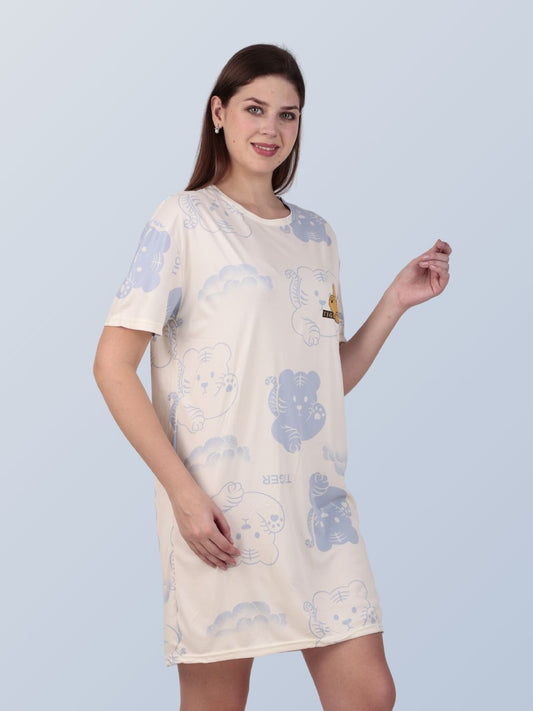 Baby Blue Tiger Wild Whispers Sleep Tshirt Dress