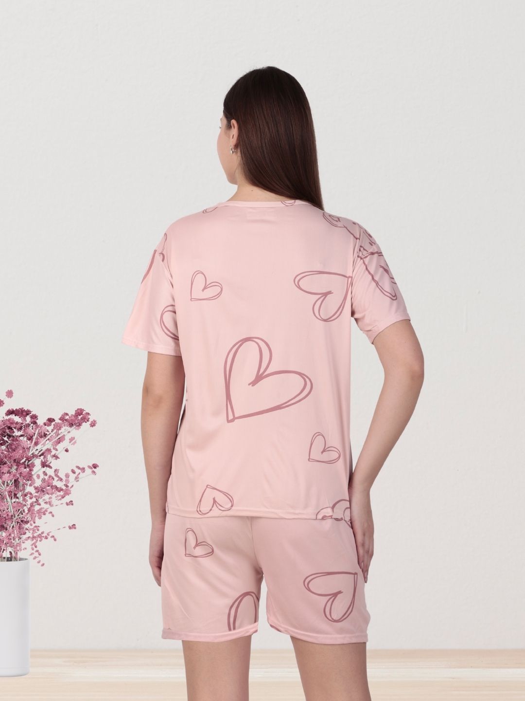 Pink Heart Night Suit – Comfy Cotton Sleepwear Set