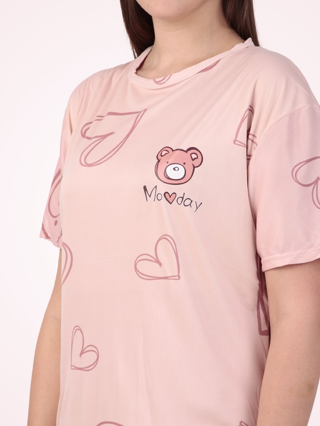 Pink Heart Night Suit – Comfy Cotton Sleepwear Set
