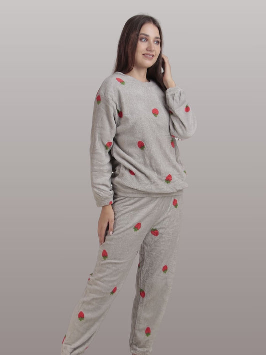 Berry Cute: Grey Nightsuit Set