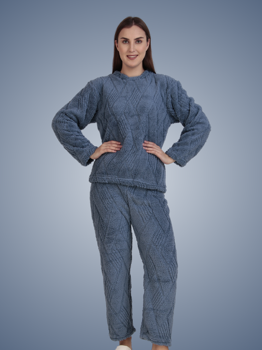 Blue Furry Stripes Nightsuit